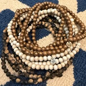 Rare Bird Wooden Bead Necklace Lot of 3 Boho Earth Tones w/ Charms